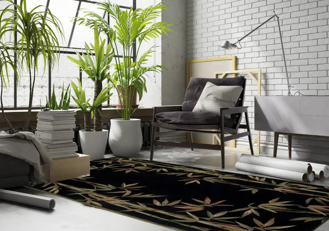 Kas Sparta 3147 Black  Florals & Tropicals Hand Tufted Rug