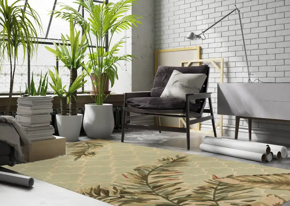 Kas Sparta 3153 Sage Florals & Tropicals Hand Tufted Rug