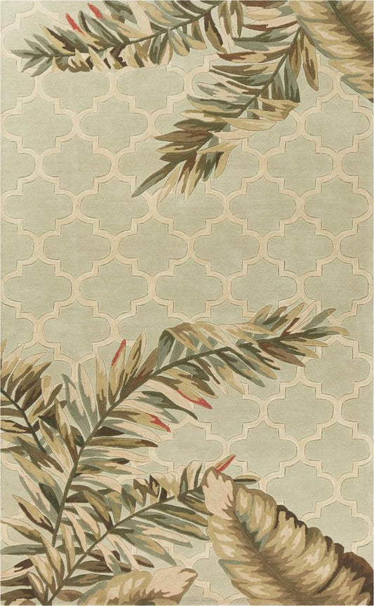 Kas Sparta 3153 Sage Florals & Tropicals Hand Tufted Rug