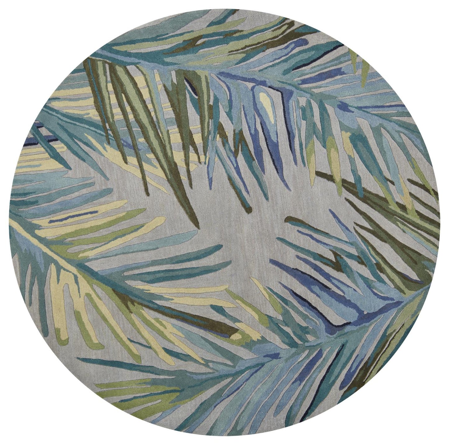 Kas Sparta 3156 Grey Blue Florals & Tropicals Hand Tufted Rug