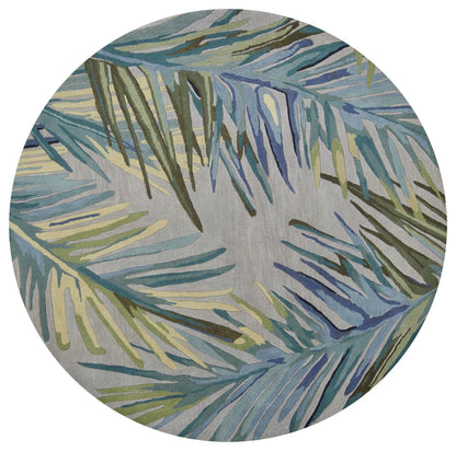 Kas Sparta 3156 Grey Blue Florals & Tropicals Hand Tufted Rug