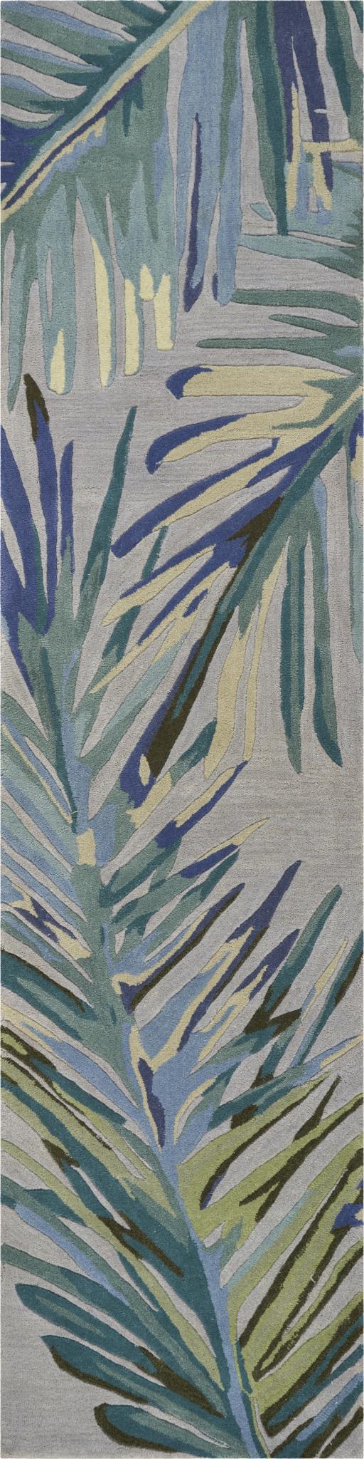 Kas Sparta 3156 Grey Blue Florals & Tropicals Hand Tufted Rug