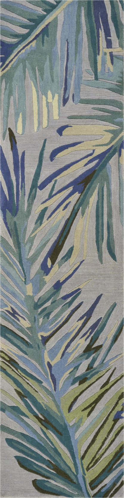 Kas Sparta 3156 Grey Blue Florals & Tropicals Hand Tufted Rug