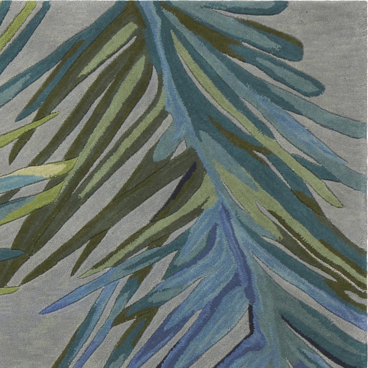 Kas Sparta 3156 Grey Blue Florals & Tropicals Hand Tufted Rug