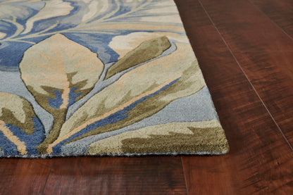 Kas Sparta 3180 Blue Florals & Tropicals Hand Tufted Rug
