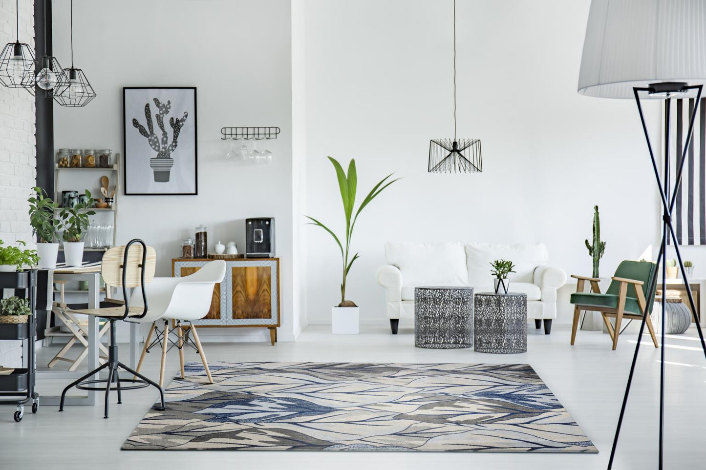 Kas Stella 6251 Grey Navy Transitional Machine Woven Rug