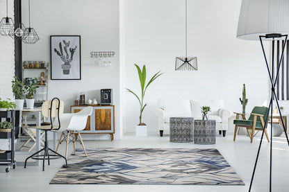Kas Stella 6251 Grey Navy Transitional Machine Woven Rug