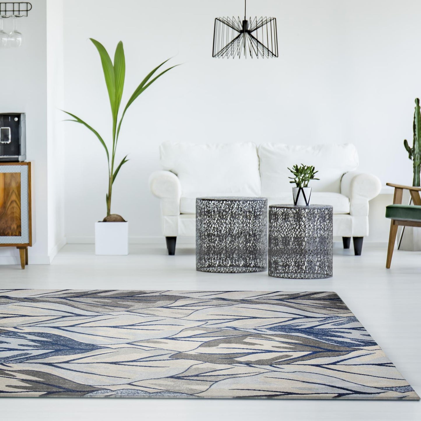 Kas Stella 6251 Grey Navy Transitional Machine Woven Rug