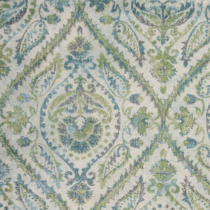 Kas Stella 6256 Ivory Teal Transitional Machine Woven Rug