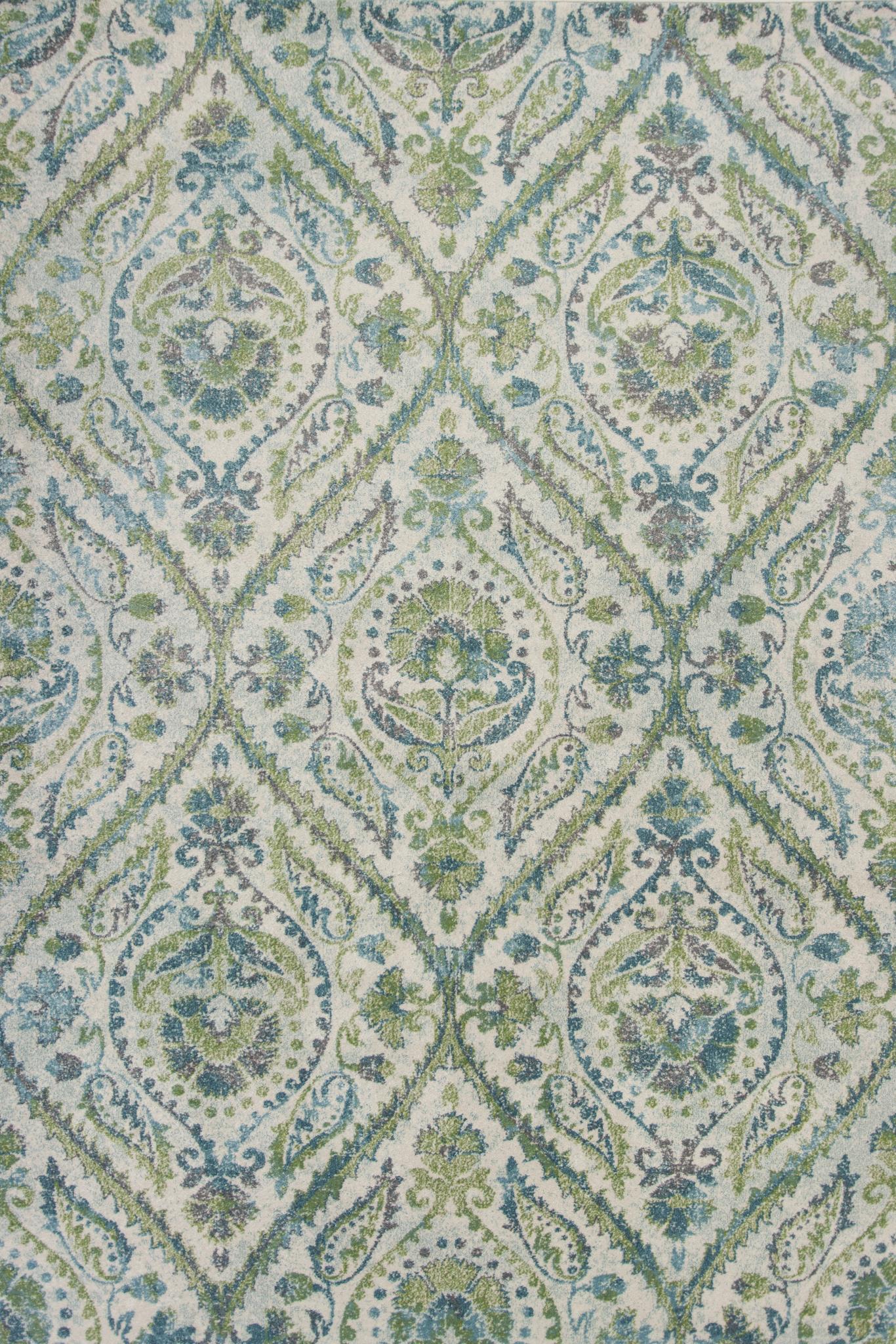 Kas Stella 6256 Ivory Teal Transitional Machine Woven Rug