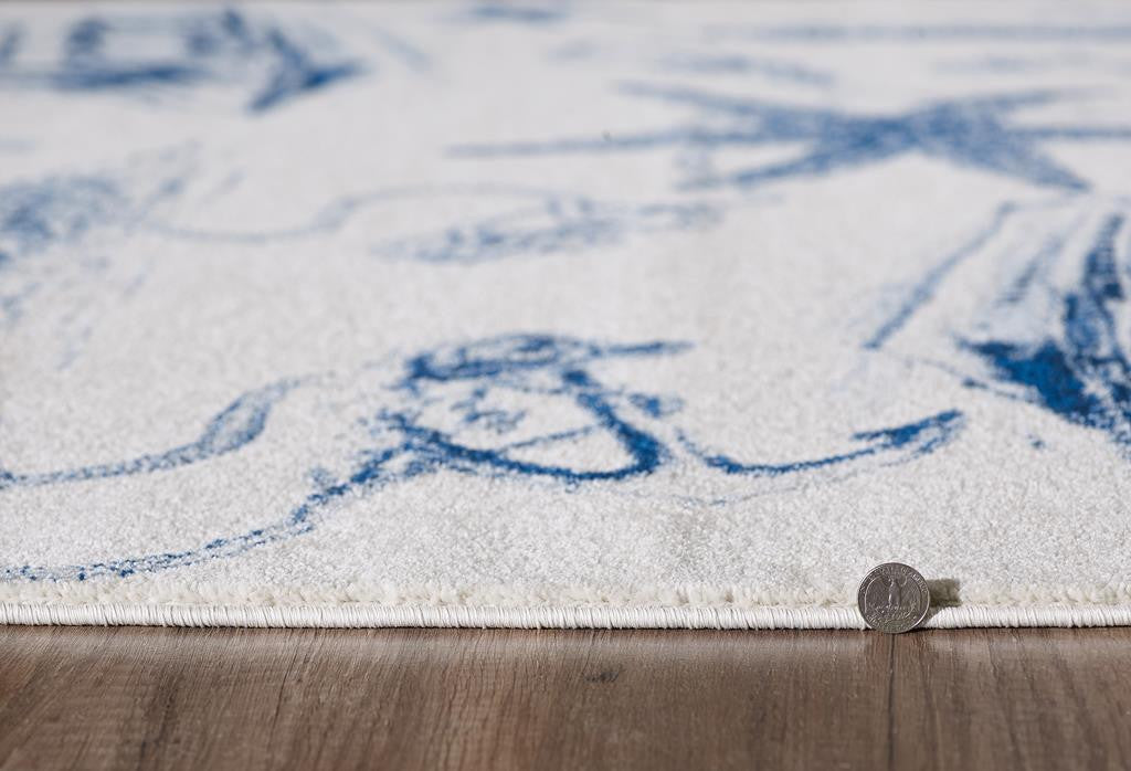 Kas Stella 6269 Ivory Navy Transitional Machine Woven Rug