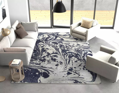 Kas Watercolors 6232 Blue Contemporary Machine Woven Rug