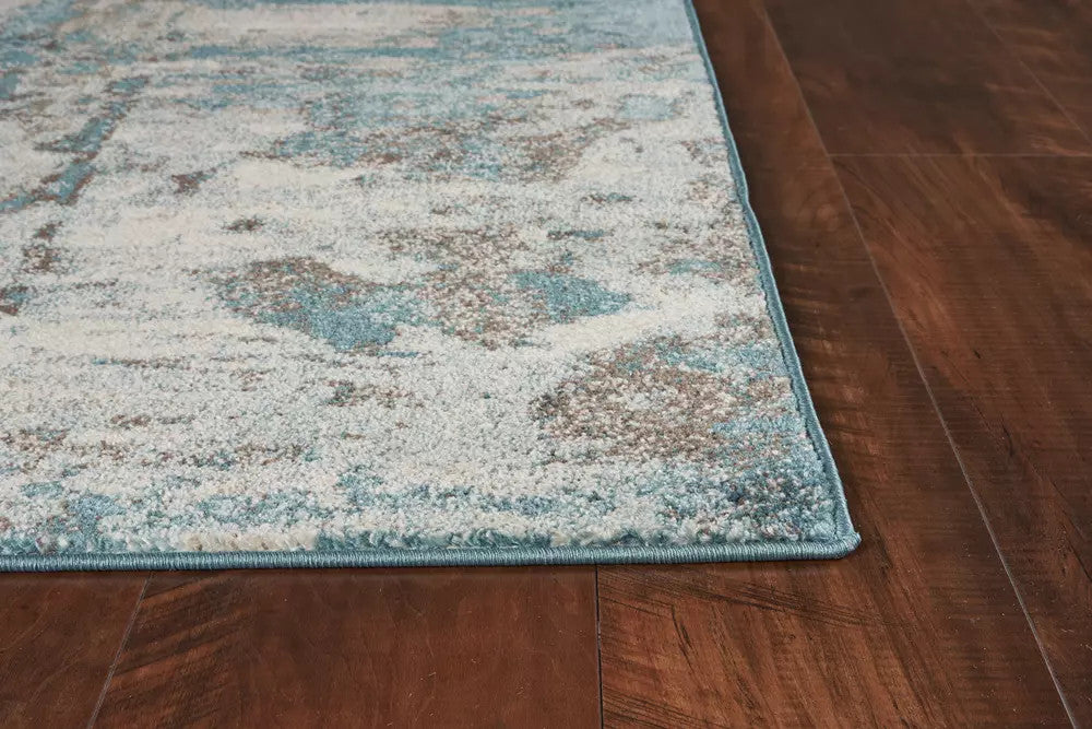 Kas Watercolors 6233 Ivory Teal Contemporary Machine Woven Rug