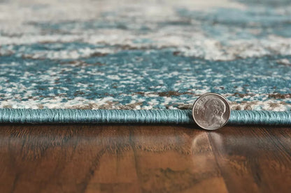 Kas Watercolors 6233 Ivory Teal Contemporary Machine Woven Rug