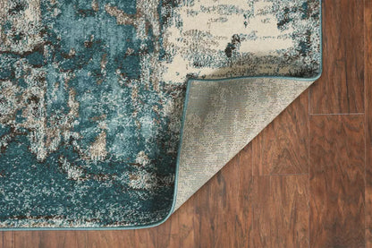 Kas Watercolors 6233 Ivory Teal Contemporary Machine Woven Rug
