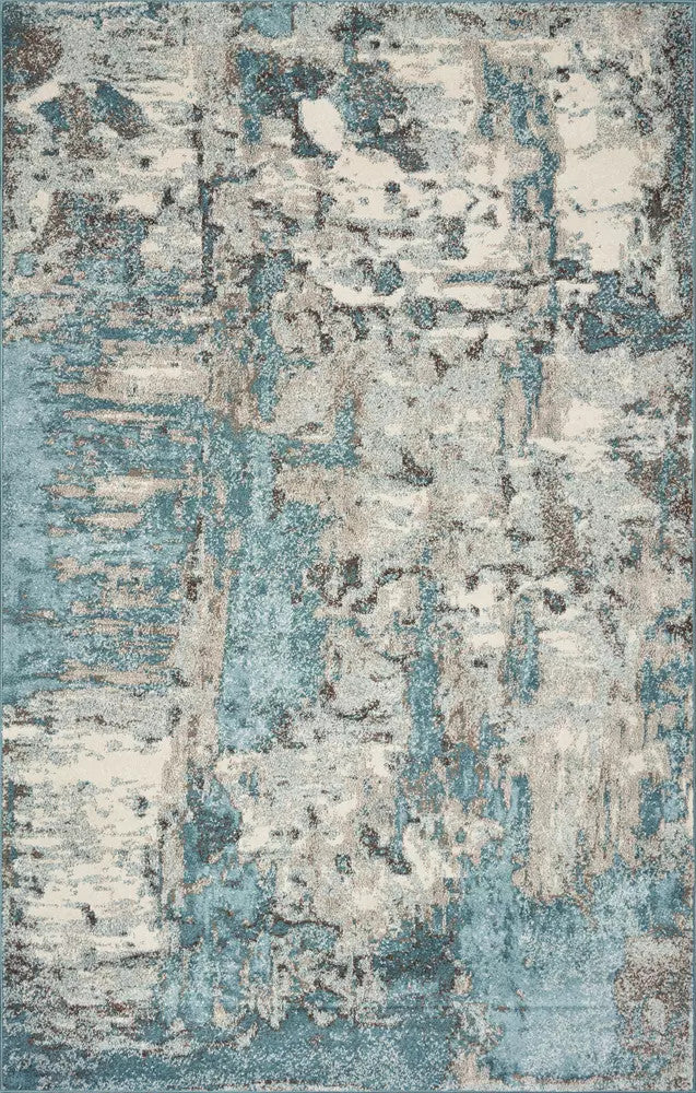 Kas Watercolors 6233 Ivory Teal Contemporary Machine Woven Rug