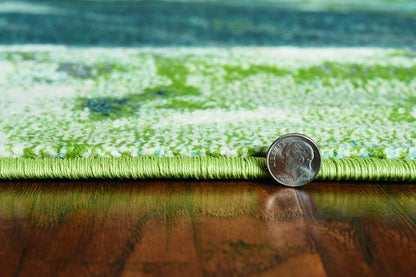 Kas Watercolors 6234 Teal Contemporary Machine Woven Rug