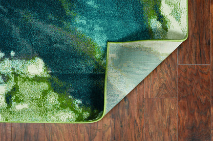 Kas Watercolors 6234 Teal Contemporary Machine Woven Rug
