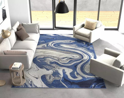 Kas Watercolors 6236 Blue Contemporary Machine Woven Rug