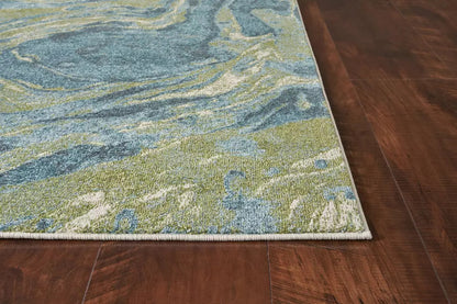 Kas Watercolors 6238 Teal Contemporary Machine Woven Rug