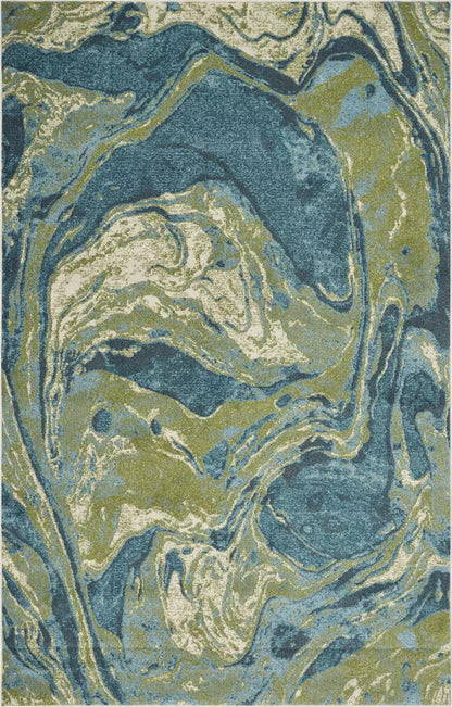 Kas Watercolors 6238 Teal Contemporary Machine Woven Rug