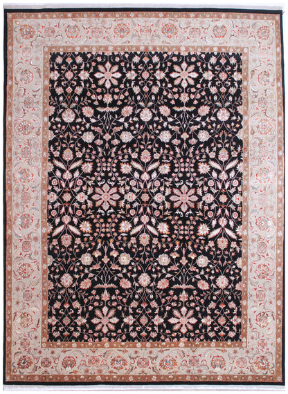 Anjani Carpets Kashan Kashan Black Ivory Persian Hand Knotted Rugs