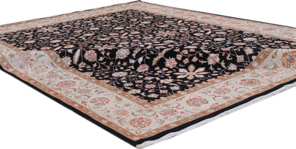 Anjani Carpets Kashan Kashan Black Ivory Persian Hand Knotted Rugs