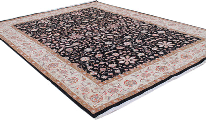 Anjani Carpets Kashan Kashan Black Ivory Persian Hand Knotted Rugs