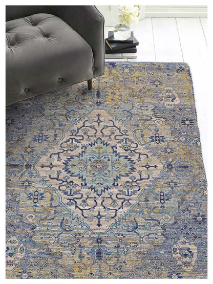 KAS MORRIS 2232 Blue Yellow Traditional Woven Rug - Rugs - KAS - Atlanta Designer Rugs