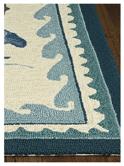 KAS Harbor 4204 Ivory Teal Transitional Knotted Rug - Rugs - KAS - Atlanta Designer Rugs