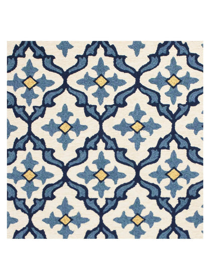KAS Harbor 4210 Ivory Blue Indoor/Outdoor Knotted Rug - Rugs - KAS - Atlanta Designer Rugs