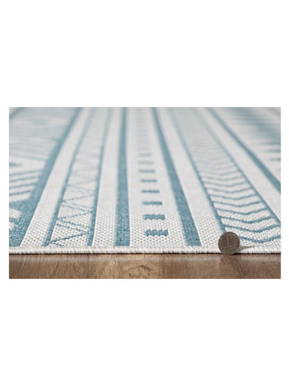KAS Provo 5777 Ivory Aqua Indoor/Outdoor Machinemade Rug - Rugs - KAS - Atlanta Designer Rugs