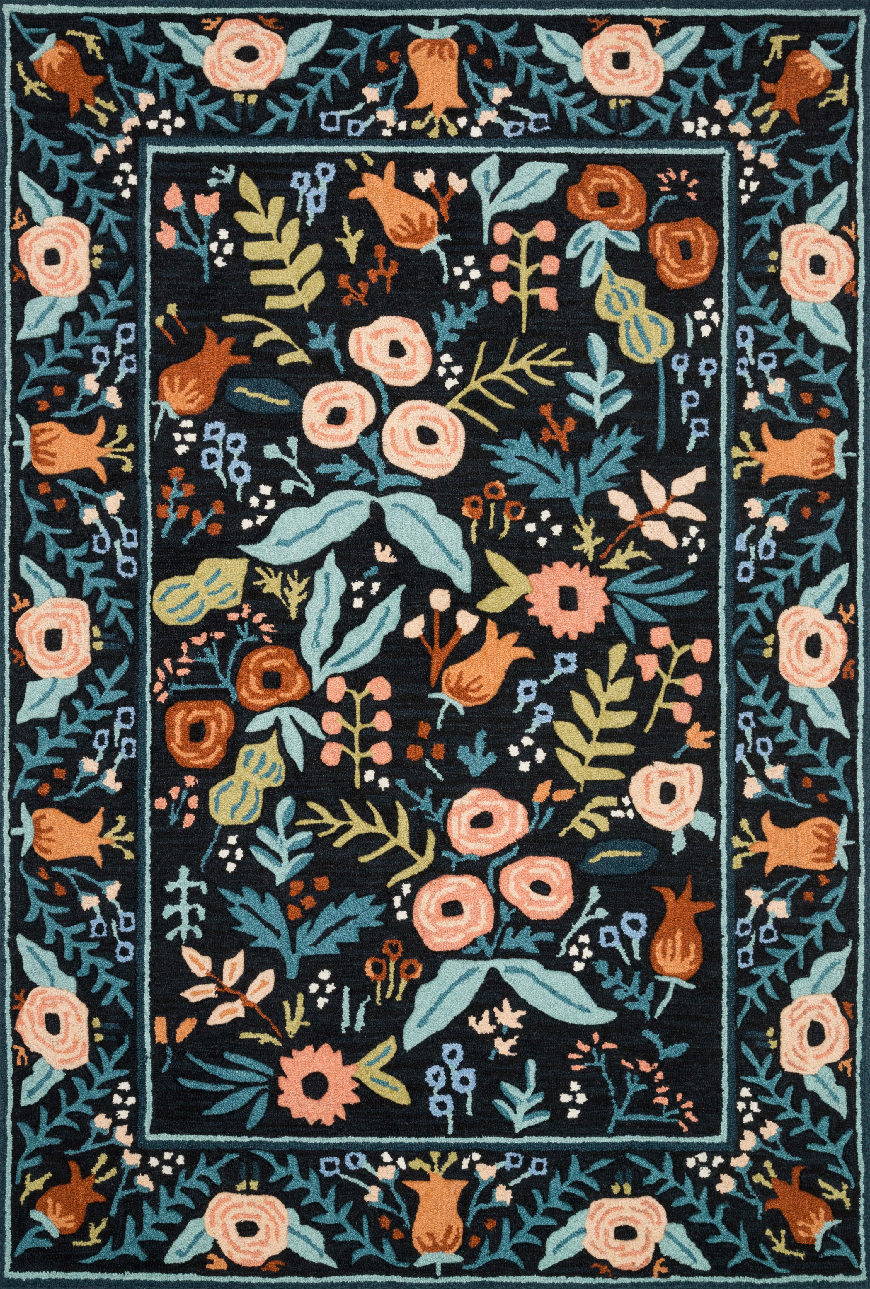 Rifle Paper Co. x Loloi Les Fleurs LES-01 Black Contemporary