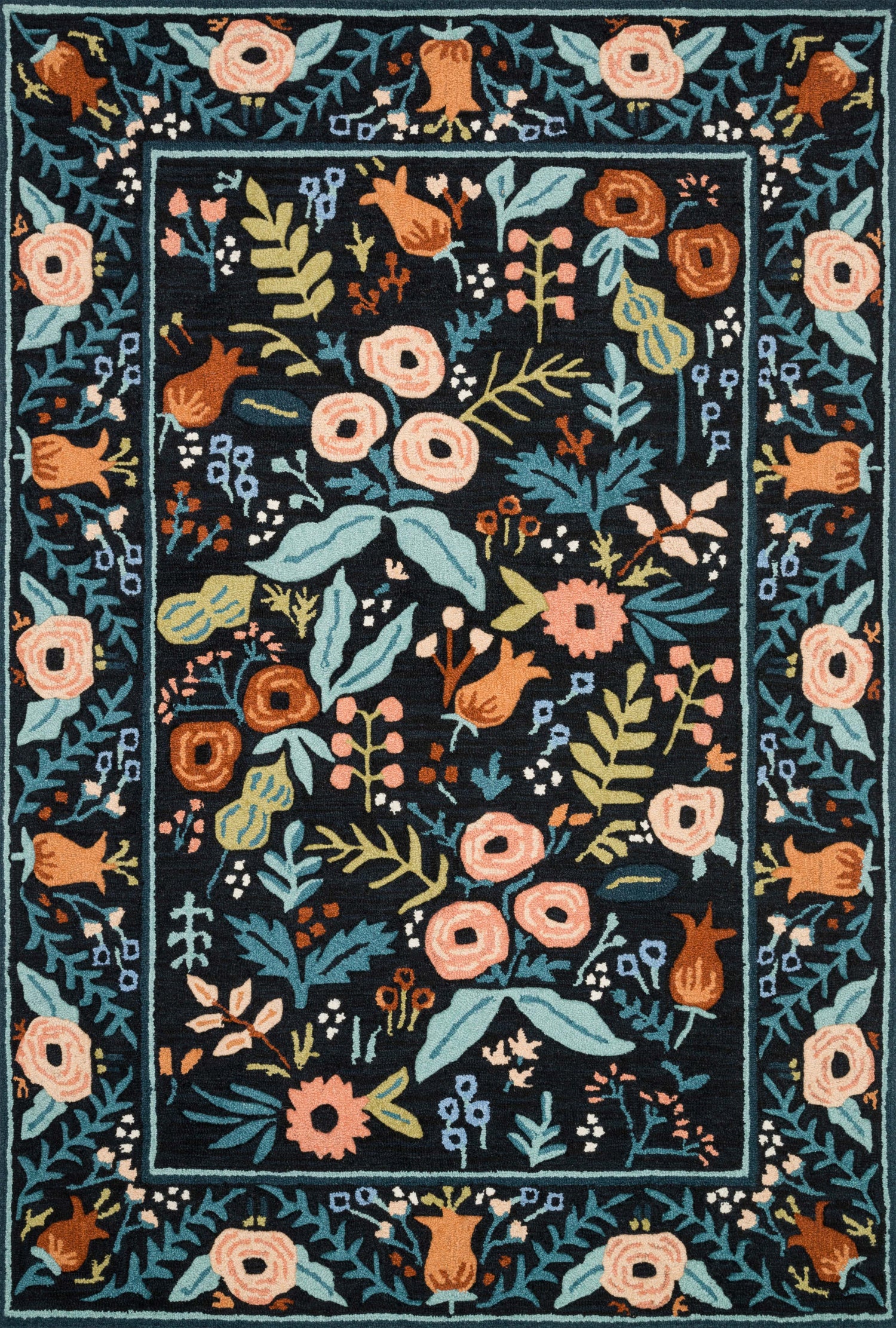 Rifle Paper Co. x Loloi Les Fleurs  Black  Contemporary