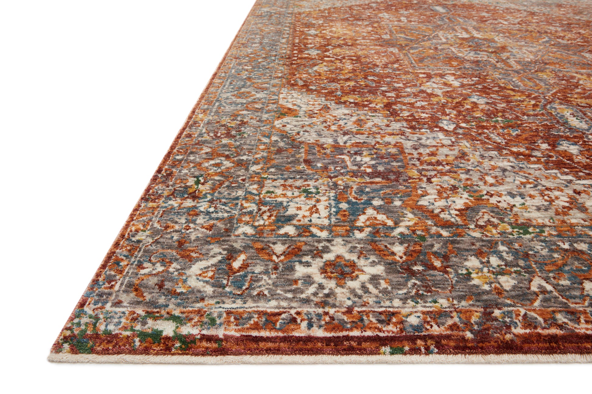 Loloi Rust Rug Loloi Lourdes LOU-02 Rust Multi Traditional Power Loomed Rugs – Atlanta ...