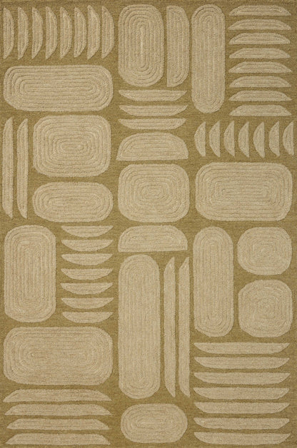 Brigette Romanek x Loloi Madi  Light Olive Oatmeal Contemporary