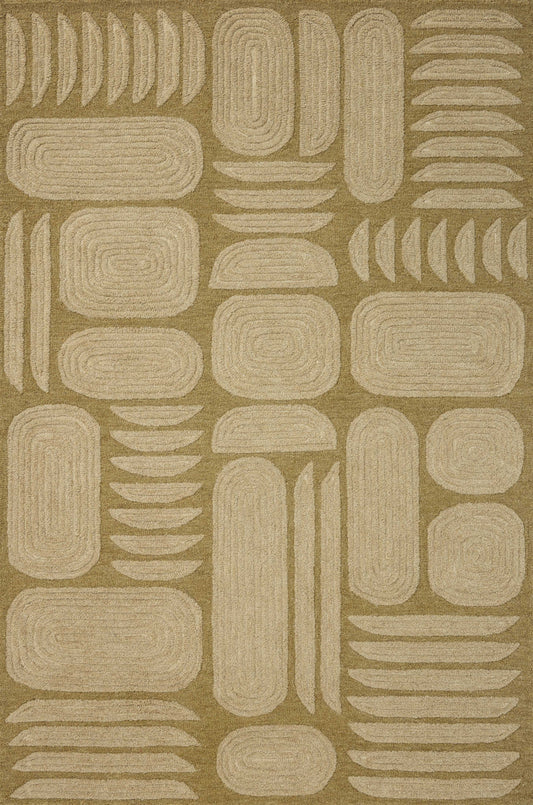 Brigette Romanek x Loloi Madi  Light Olive Oatmeal Contemporary