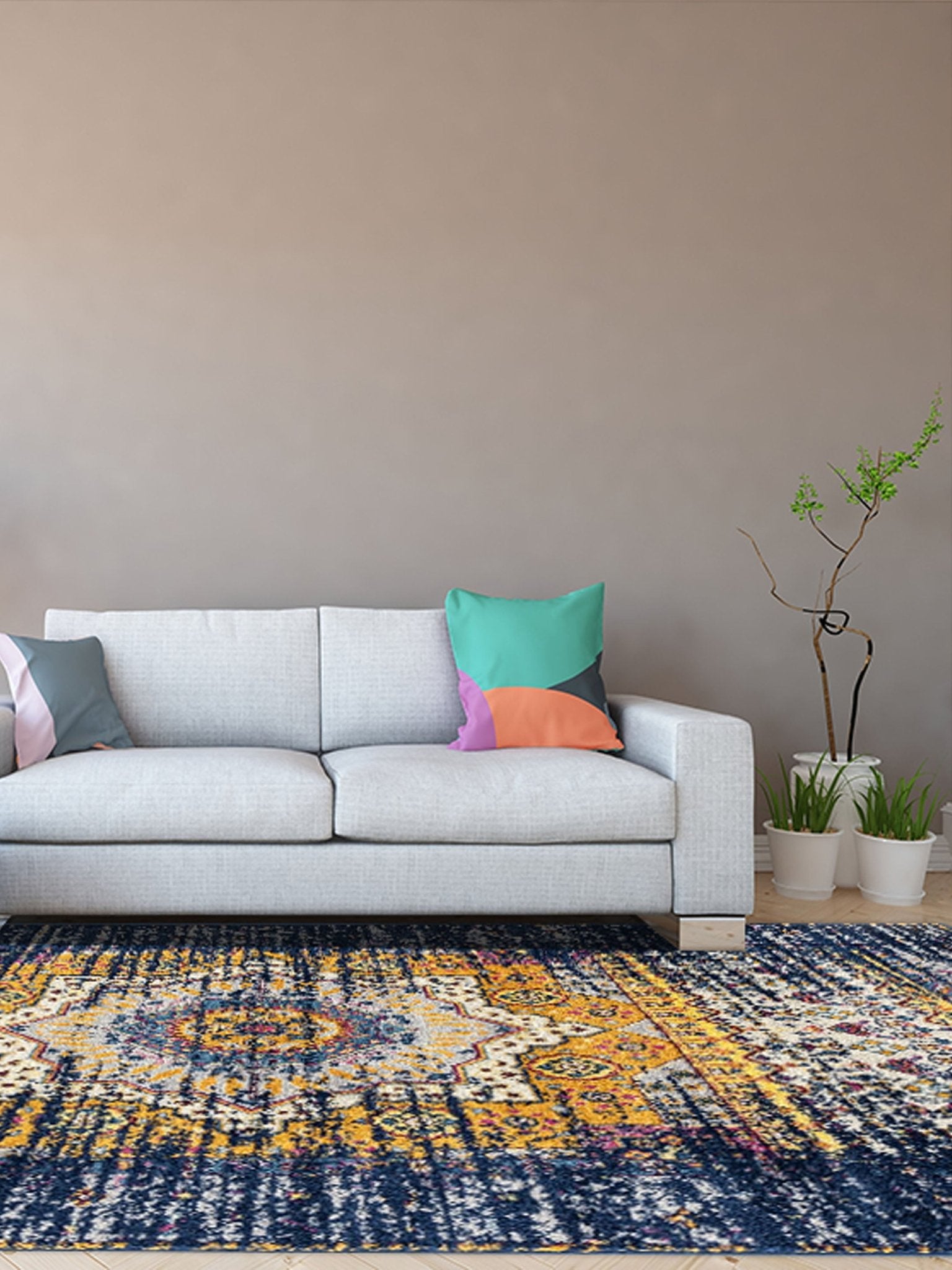 Limited Grace GE - 354 NAVY ORANGE Traditional Machinemade Rug - Rugs - Limited - Atlanta Designer Rugs