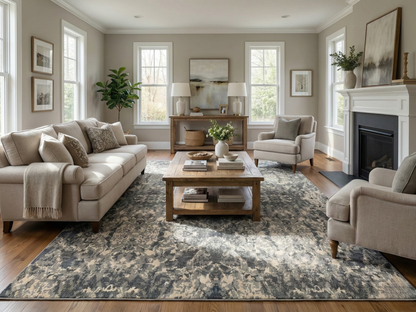 Artisan Mary  Charcoal Silver Contemporary Knotted Rug