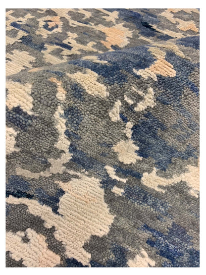 Artisan Mary Silver Navy Blue Contemporary Knotted Rug - Rugs - Artisan - Atlanta Designer Rugs