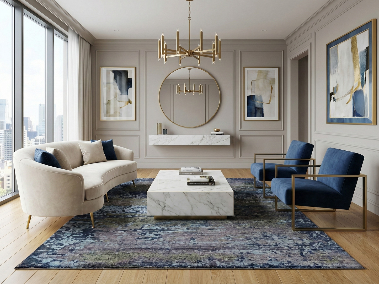 Artisan Mary Navy Contemporary Knotted Rug