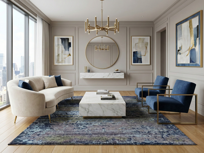 Artisan Mary Navy Contemporary Knotted Rug