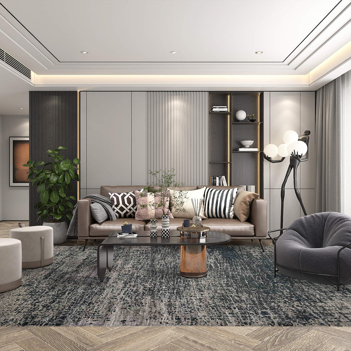 Artisan Mary Charcoal Contemporary Knotted Rugs