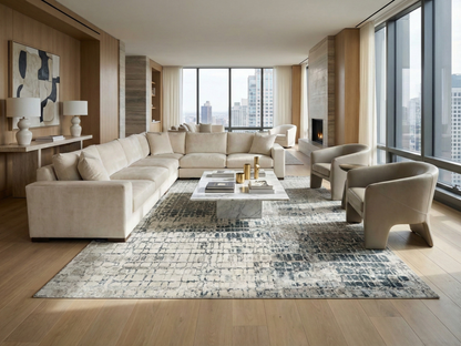 Artisan Mary  Blue Granite Contemporary Knotted Rug