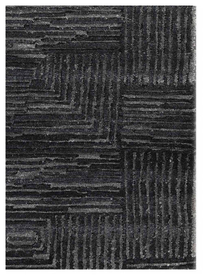 Artisan Mary  Grey Black Contemporary Knotted Rug