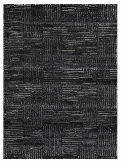 Artisan Mary  Grey Black Contemporary Knotted Rug