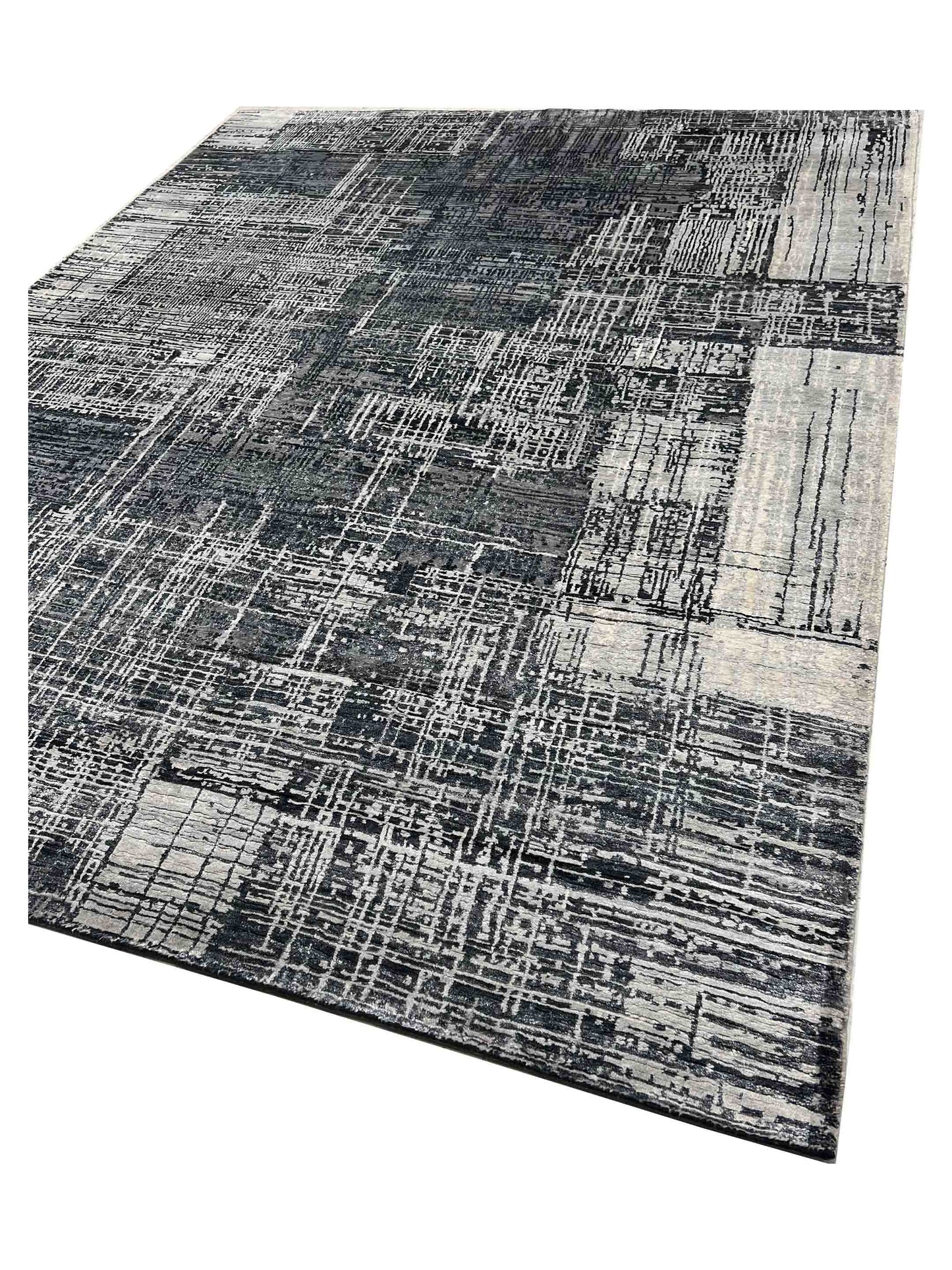 Artisan Mary Grey Black Contemporary Knotted Rugs