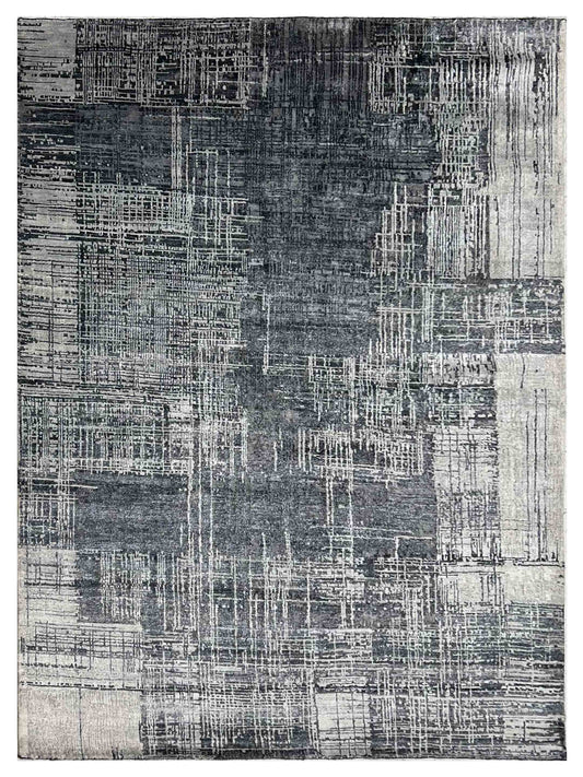 Artisan Mary Grey Black Contemporary Knotted Rugs