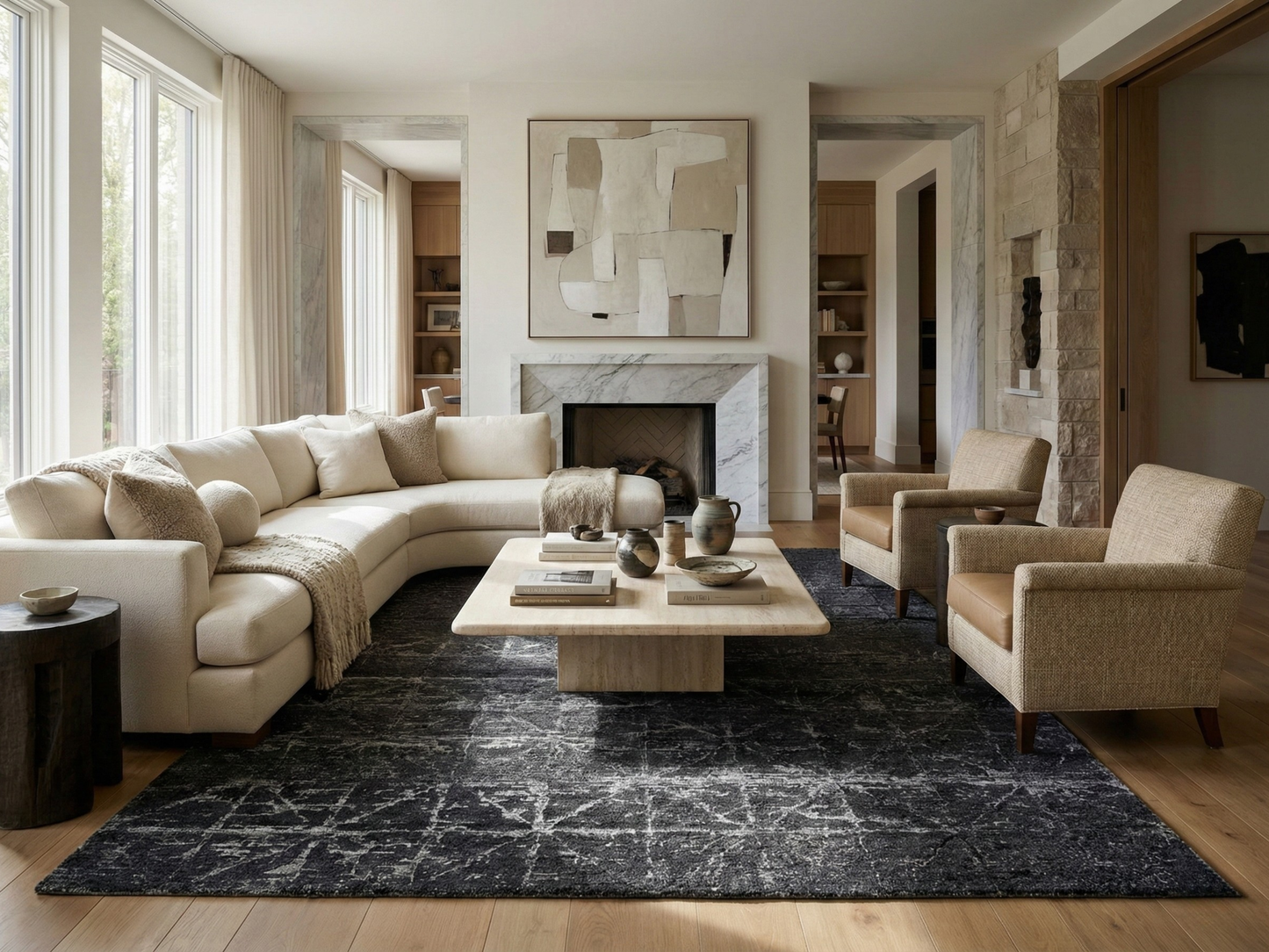 Artisan Mary  Carbon  Contemporary Knotted Rug