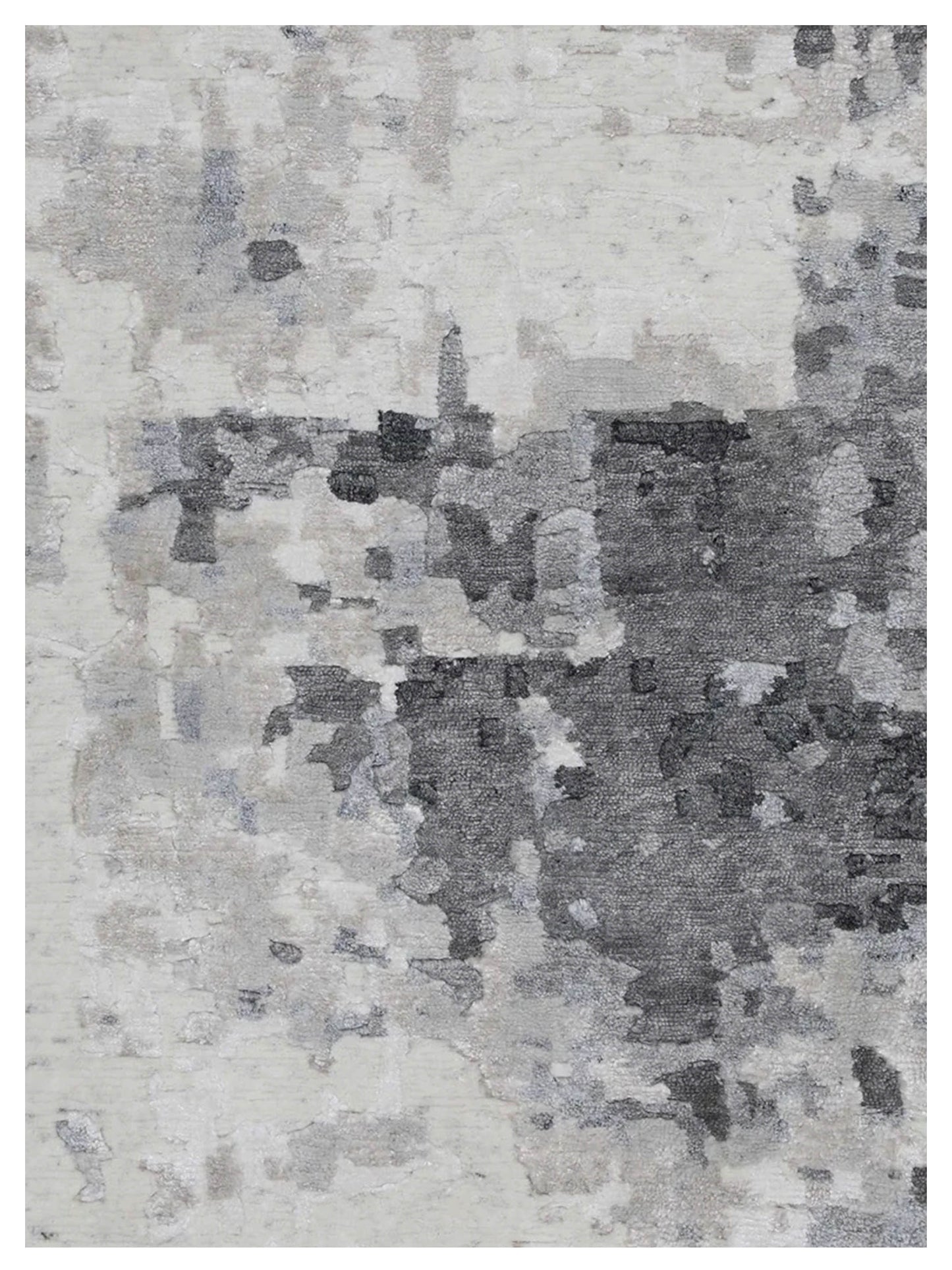 Artisan Mary  Ivory Charcoal Contemporary Knotted Rug